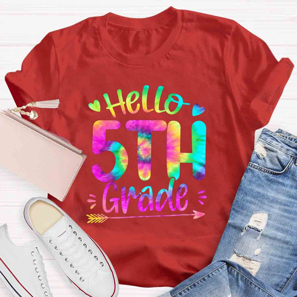 Personalized Grade Colorful Letter Hello 5th Grade T-shirt
