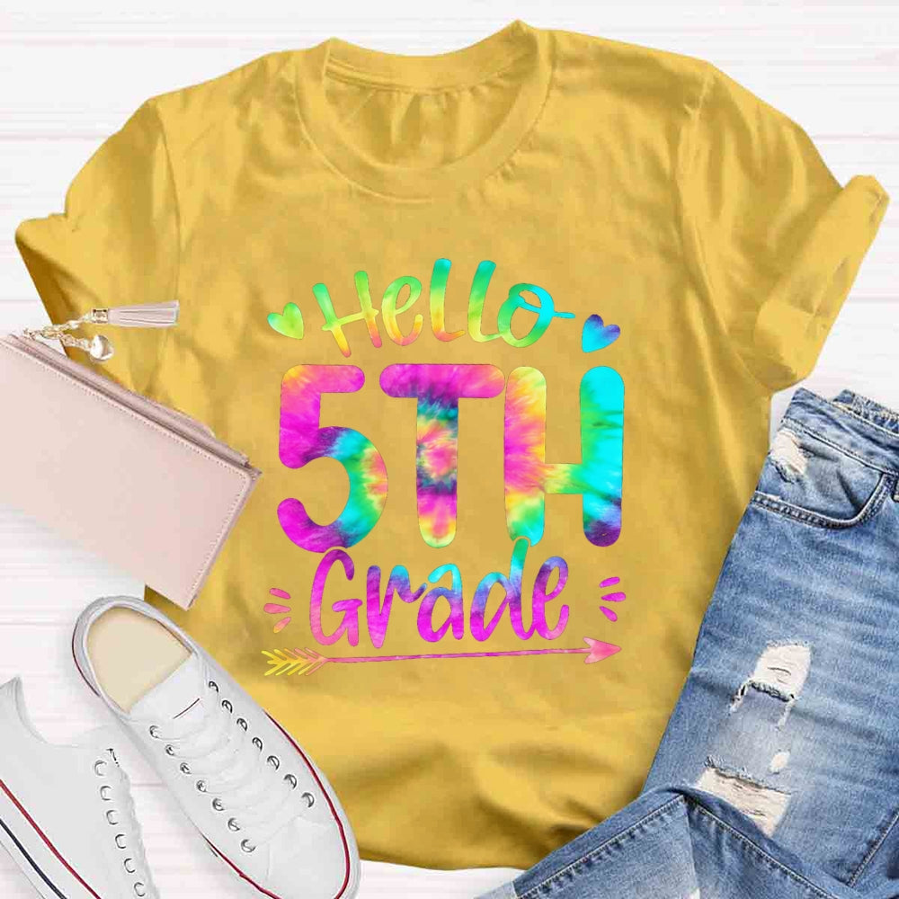 Personalized Grade Colorful Letter Hello 5th Grade T-shirt