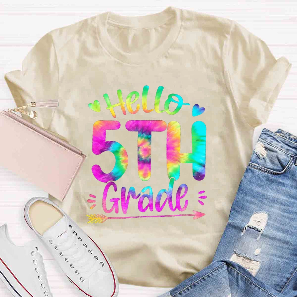 Personalized Grade Colorful Letter Hello 5th Grade T-shirt