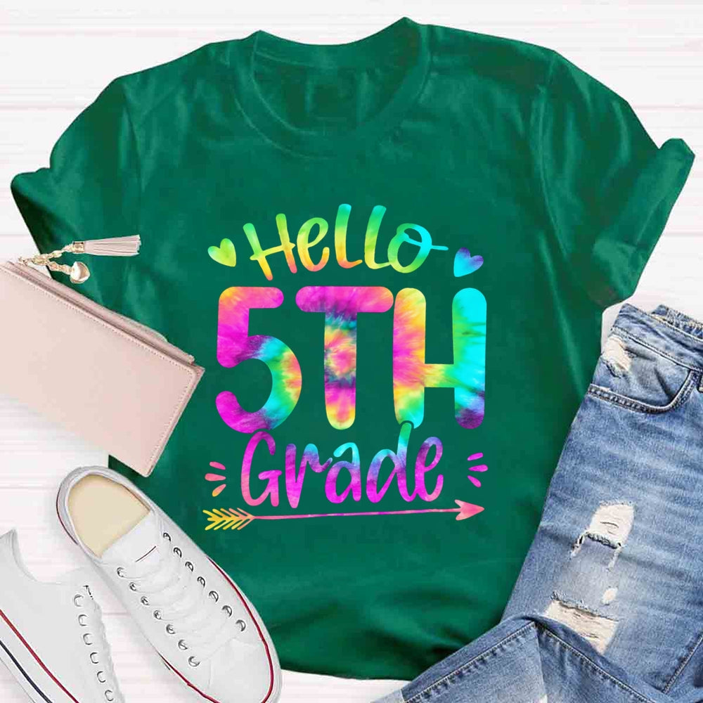 Personalized Grade Colorful Letter Hello 5th Grade T-shirt