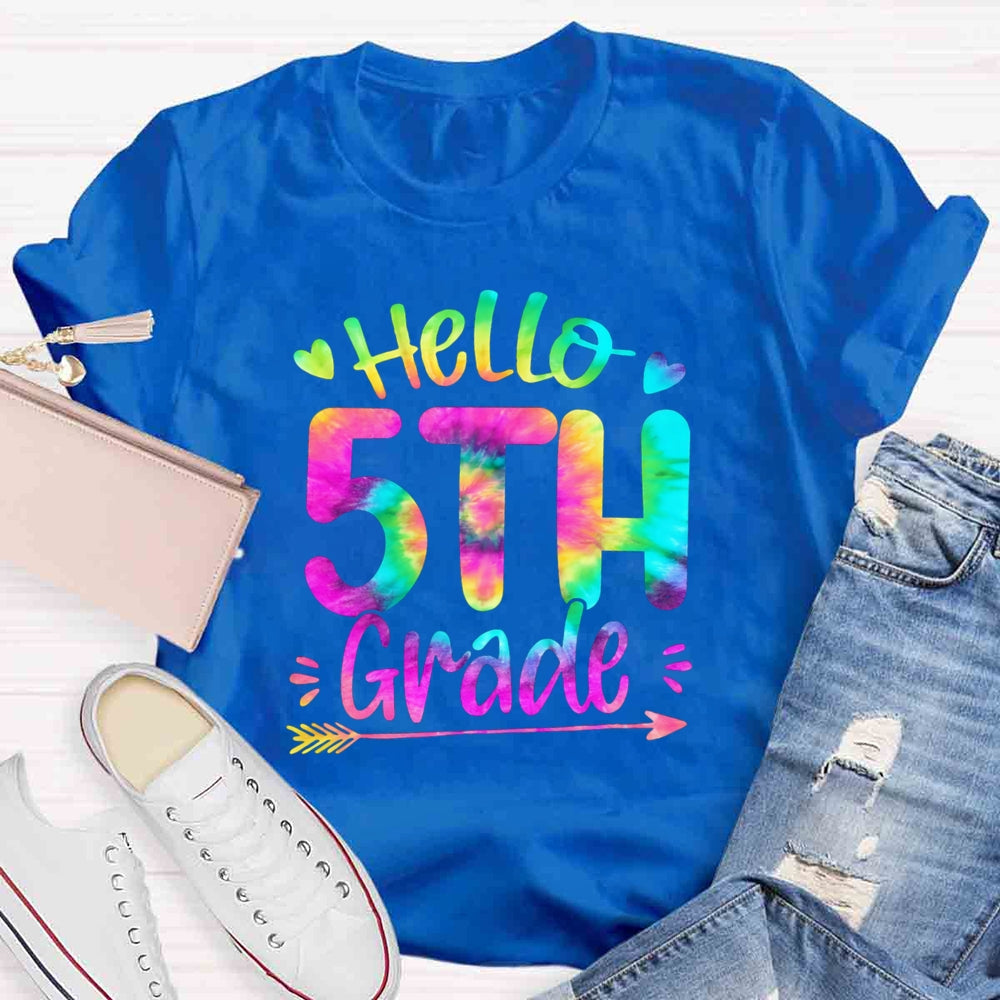 Personalized Grade Colorful Letter Hello 5th Grade T-shirt
