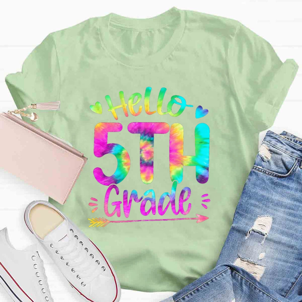 Personalized Grade Colorful Letter Hello 5th Grade T-shirt