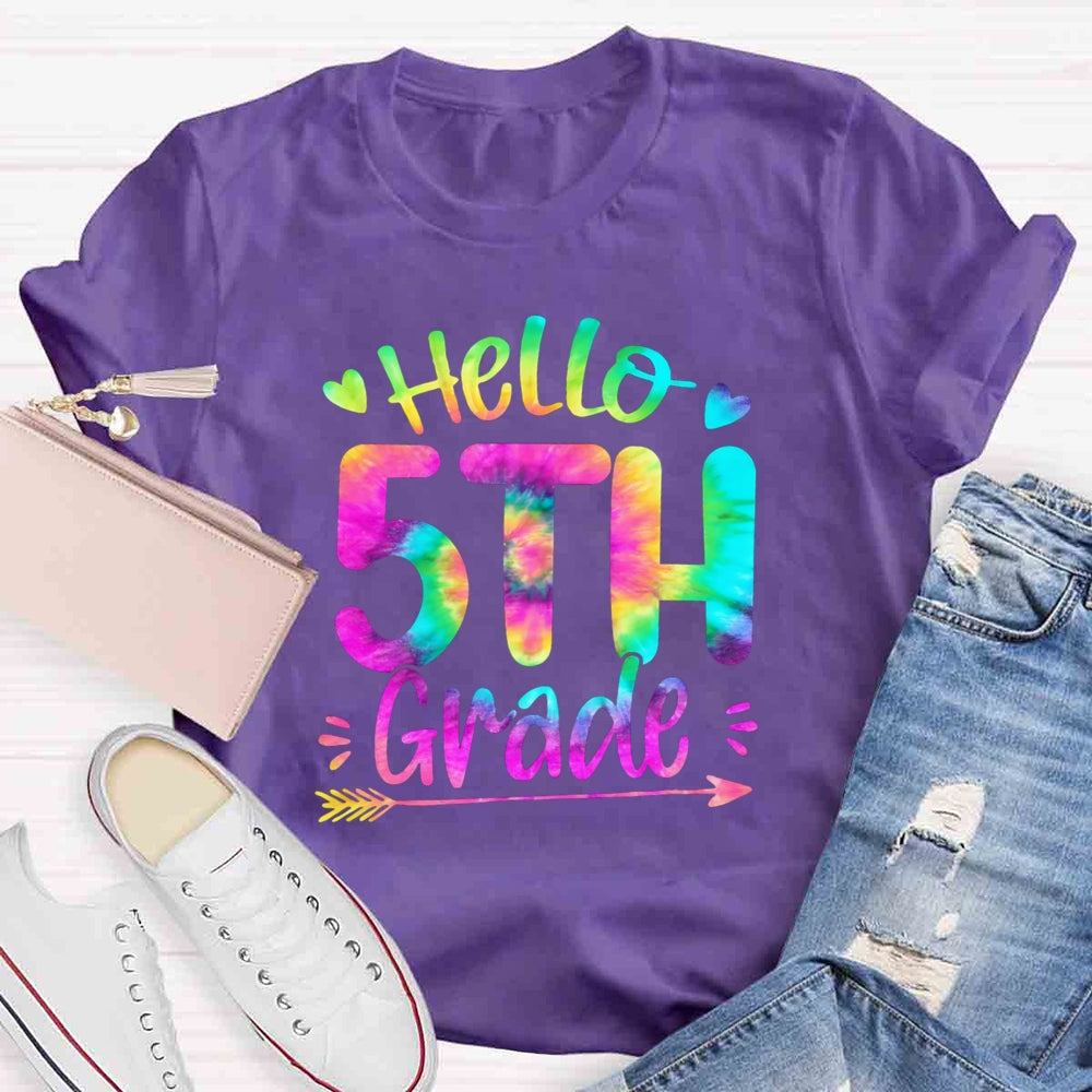 Personalized Grade Colorful Letter Hello 5th Grade T-shirt