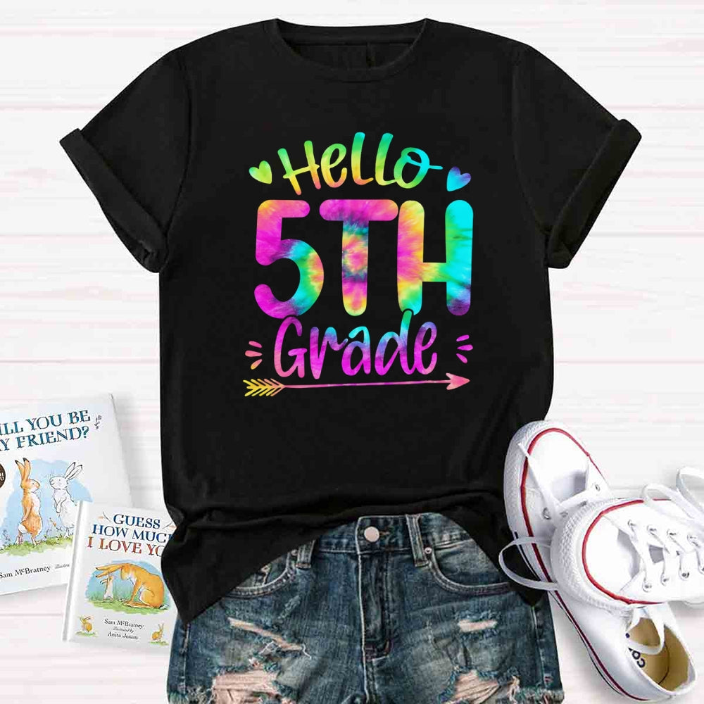 Personalized Grade Colorful Letter Hello 5th Grade T-shirt