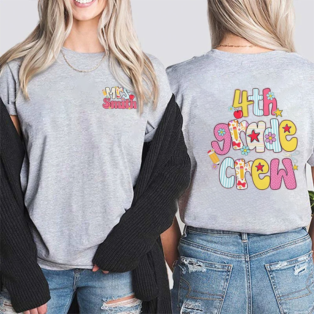 Personalized Grade And Name 4th Grade Crew T-shirt