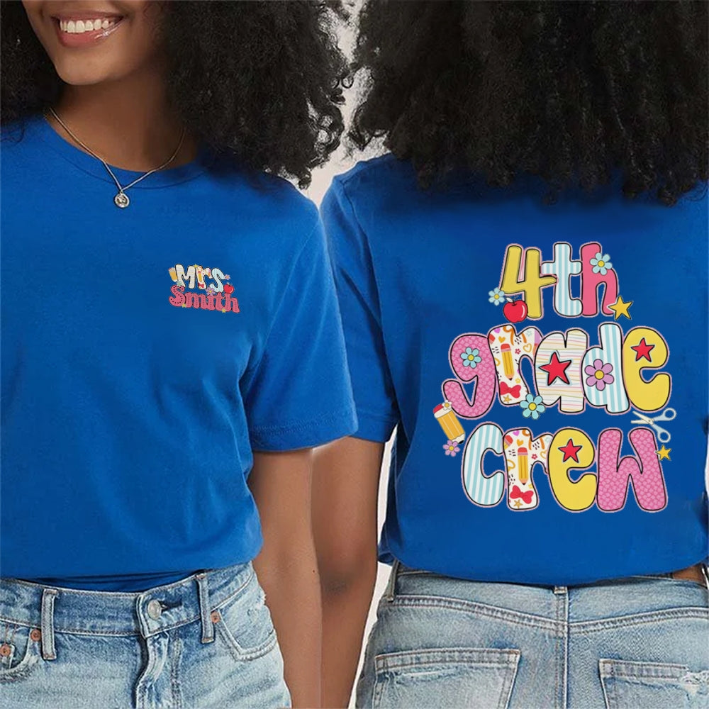 Personalized Grade And Name 4th Grade Crew T-shirt