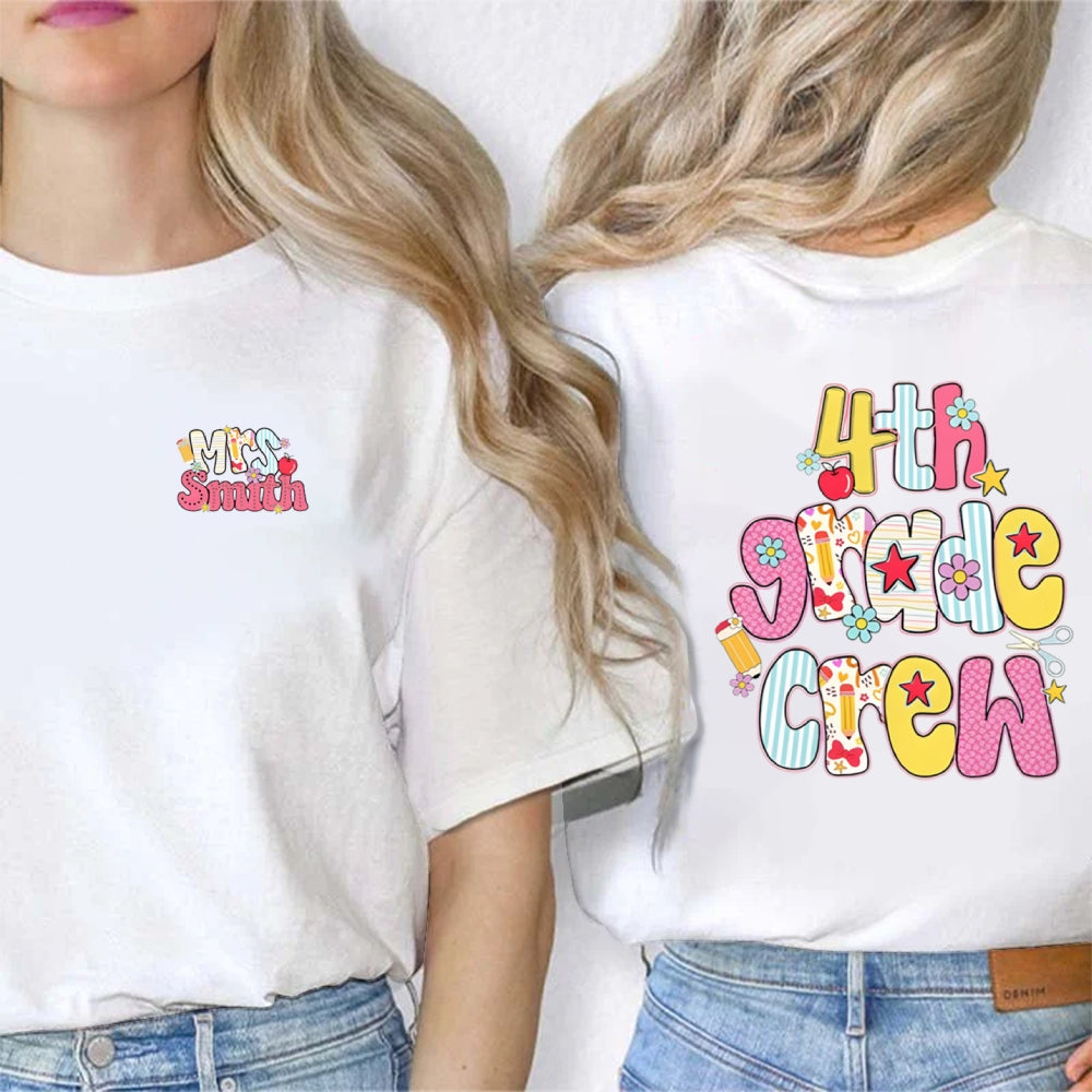 Personalized Grade And Name 4th Grade Crew T-shirt