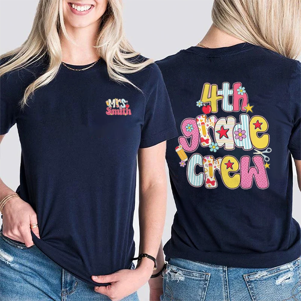 Personalized Grade And Name 4th Grade Crew T-shirt