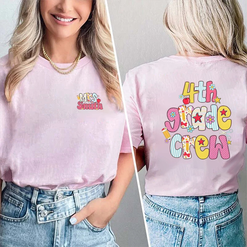 Personalized Grade And Name 4th Grade Crew T-shirt