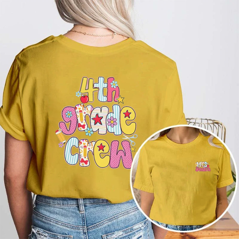Personalized Grade And Name 4th Grade Crew T-shirt
