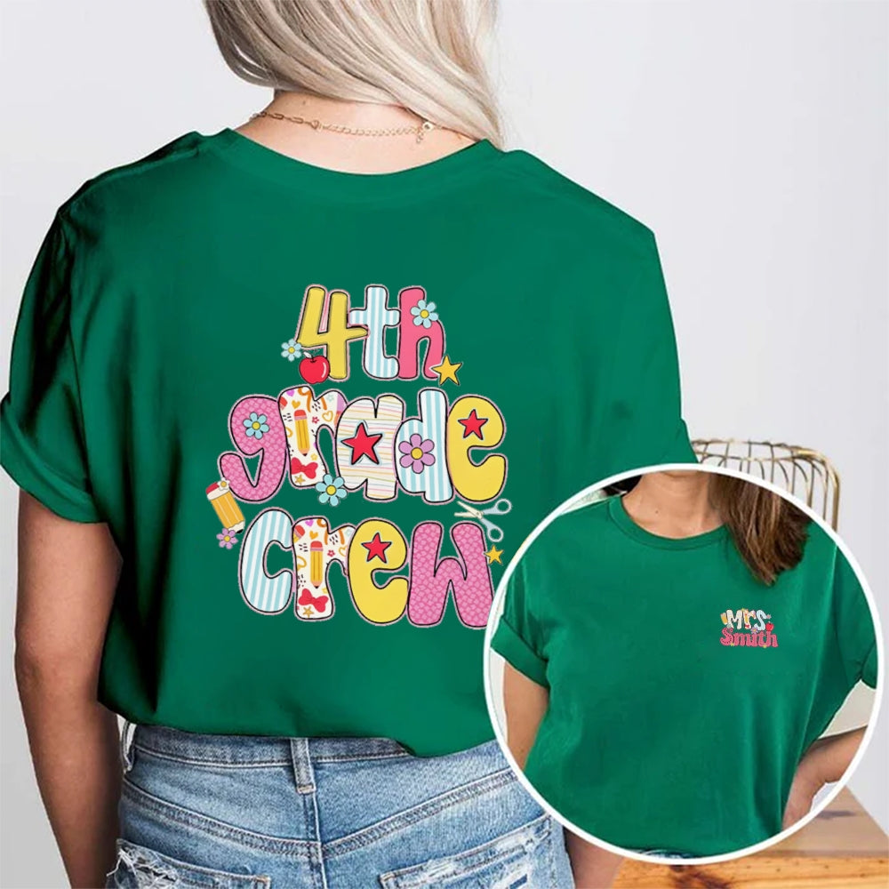 Personalized Grade And Name 4th Grade Crew T-shirt