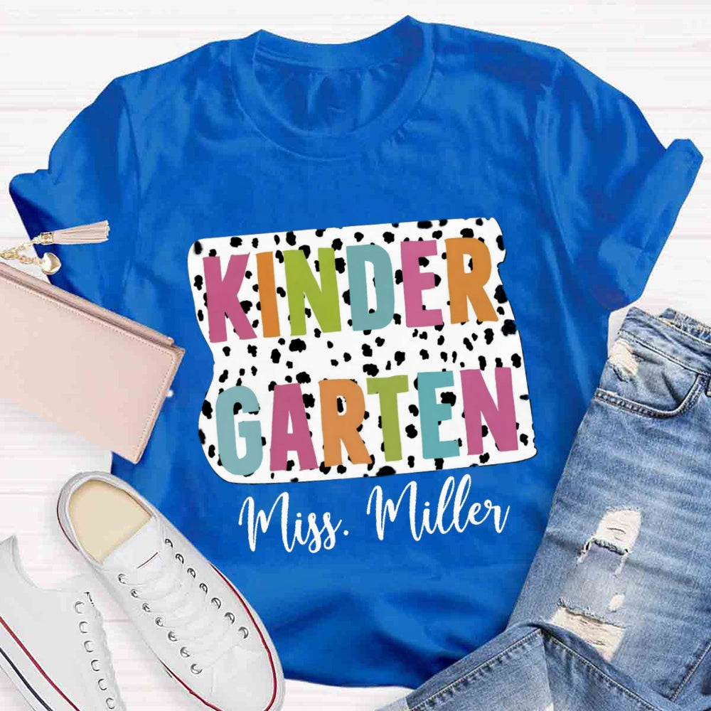 Personalized Grade And Name Dot Printed Teacher T-shirt