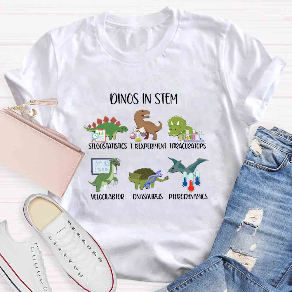 Dinos In Stem Funny Lab Science Teacher T-Shirt