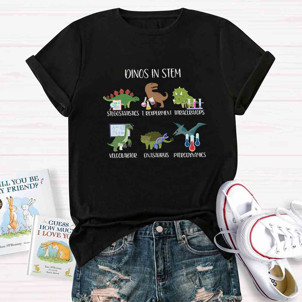 Dinos In Stem Funny Lab Science Teacher T-Shirt