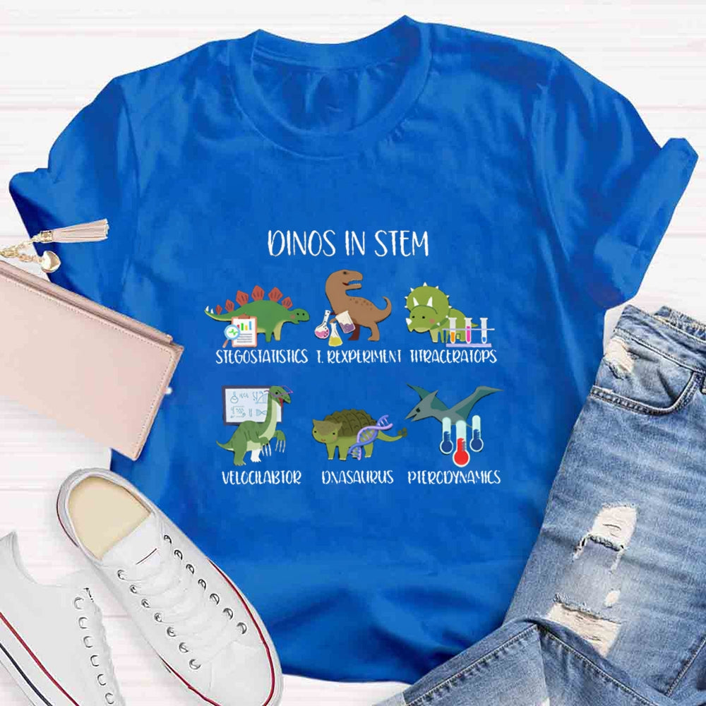 Dinos In Stem Funny Lab Science Teacher T-Shirt