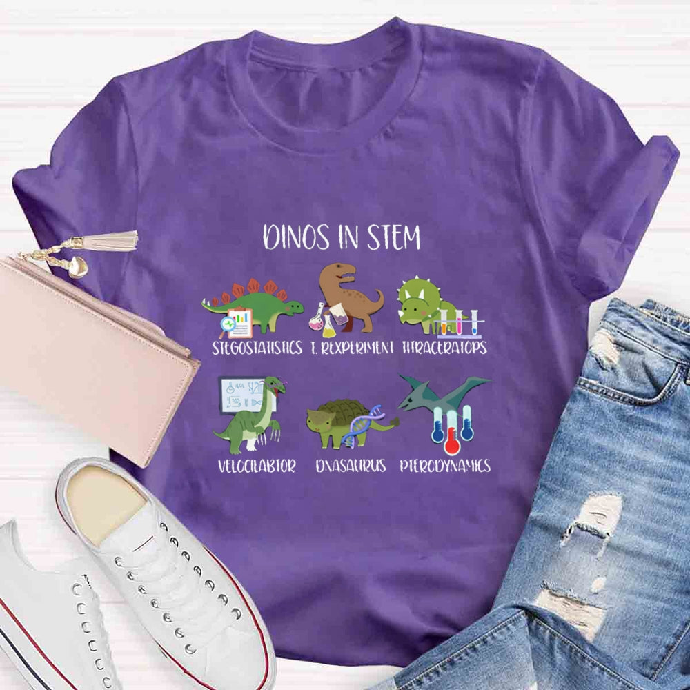 Dinos In Stem Funny Lab Science Teacher T-Shirt