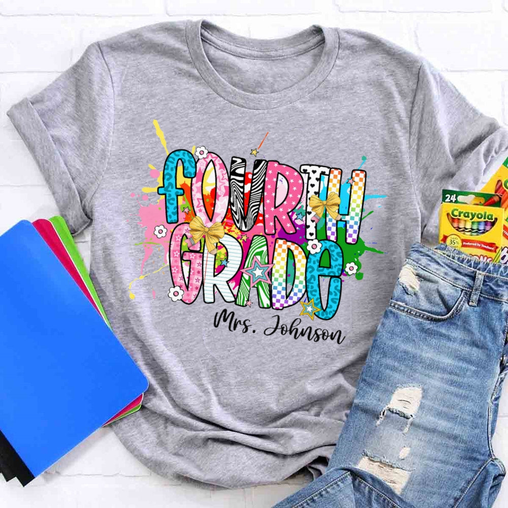 Personalized Name And Grade Fancy T-shirt