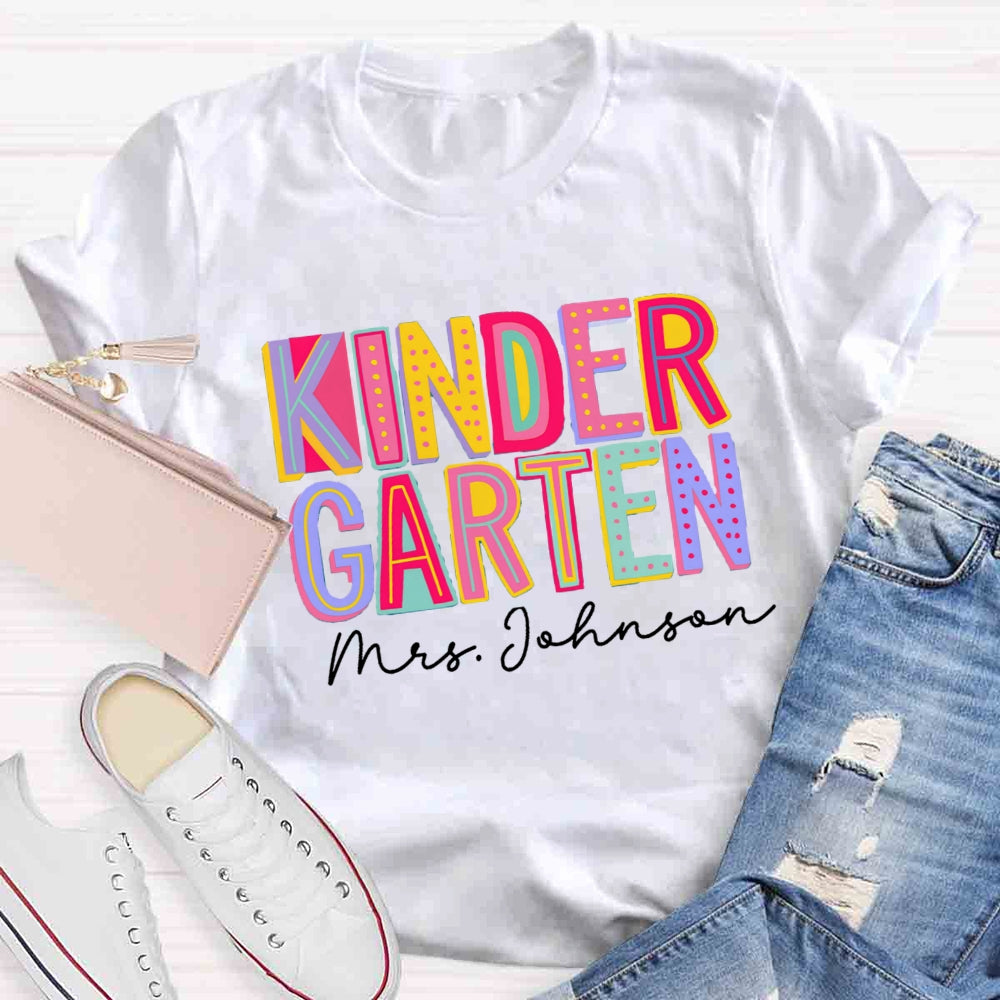 Personalized Grade And Name Colorful Contrasting Letter design T-shirt