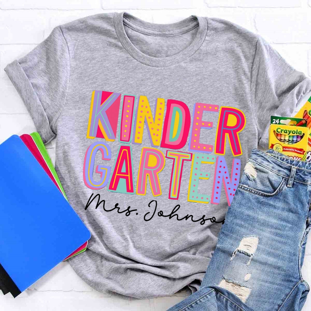 Personalized Grade And Name Colorful Contrasting Letter design T-shirt