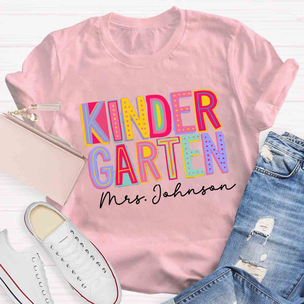 Personalized Grade And Name Colorful Contrasting Letter design T-shirt