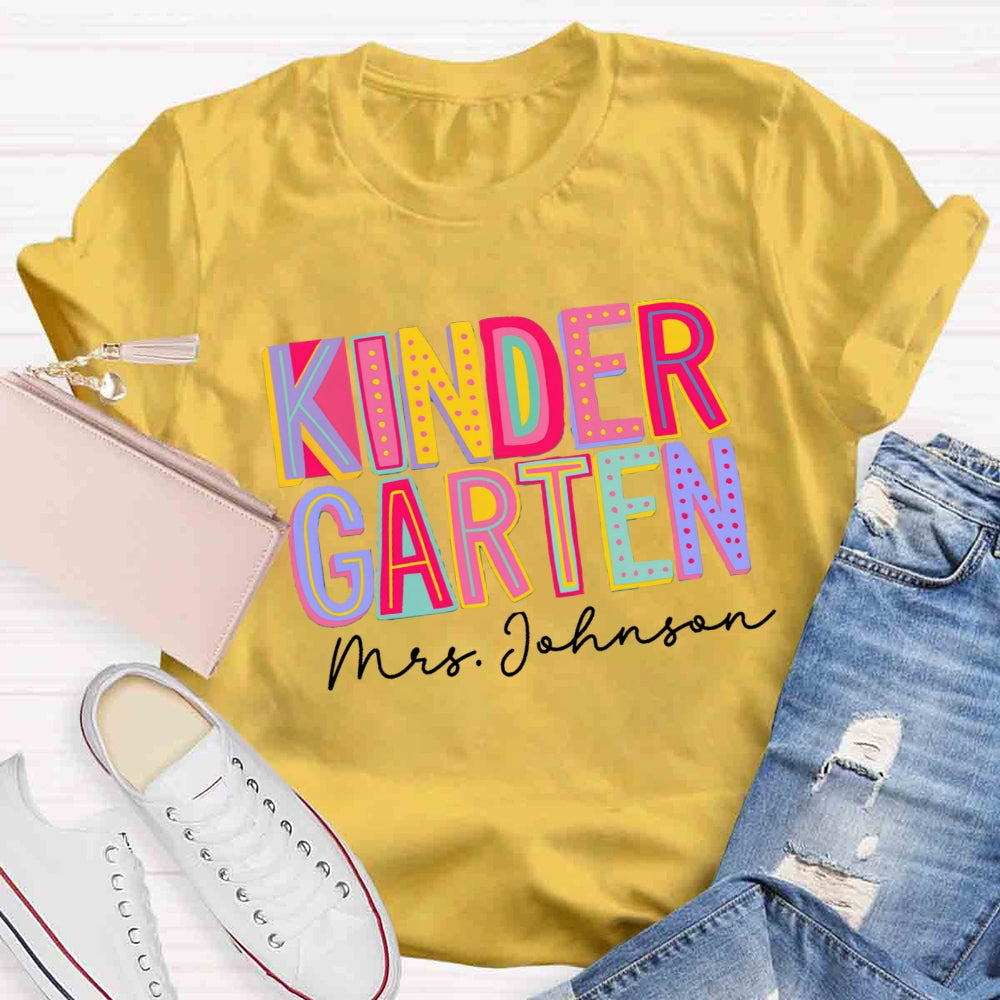 Personalized Grade And Name Colorful Contrasting Letter design T-shirt