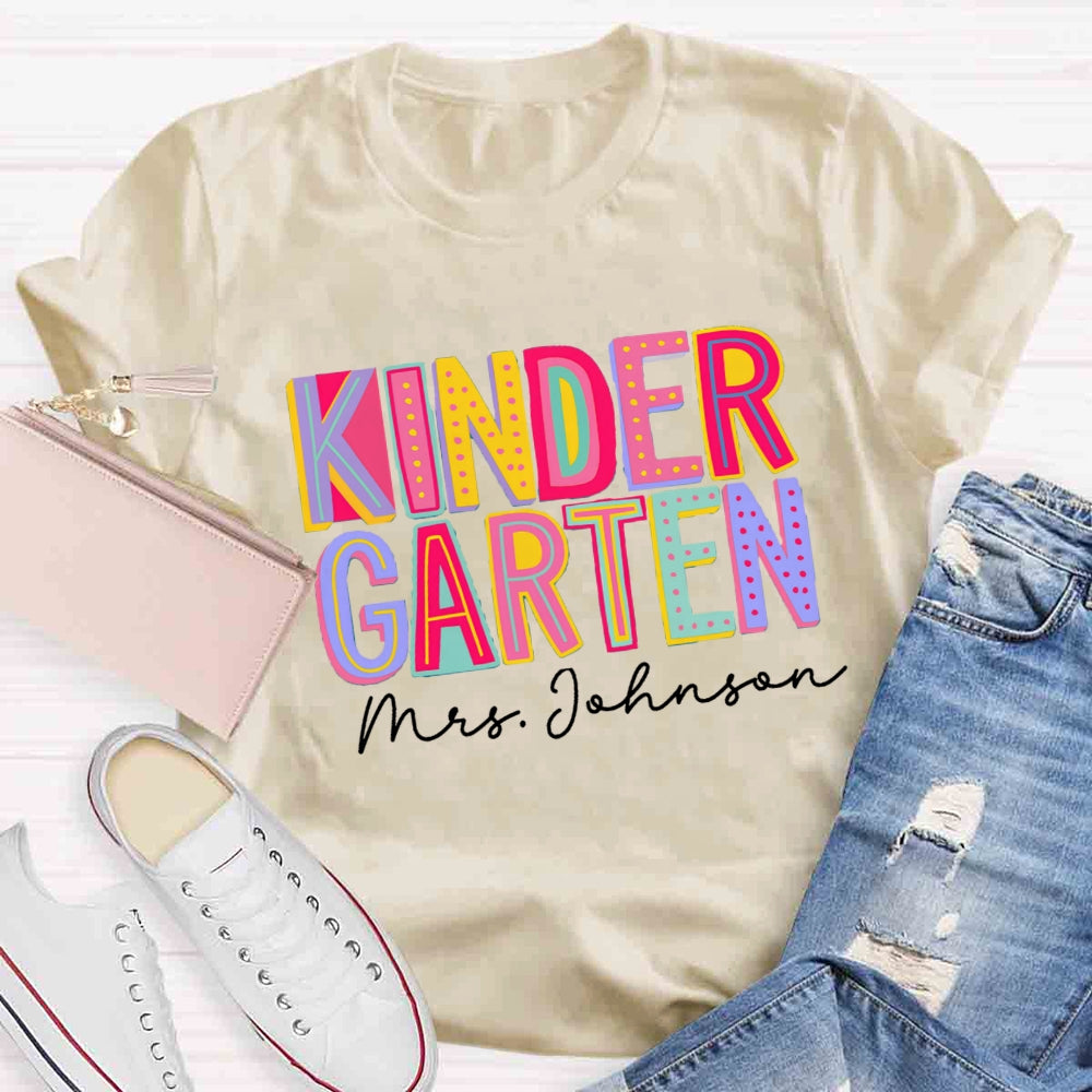 Personalized Grade And Name Colorful Contrasting Letter design T-shirt