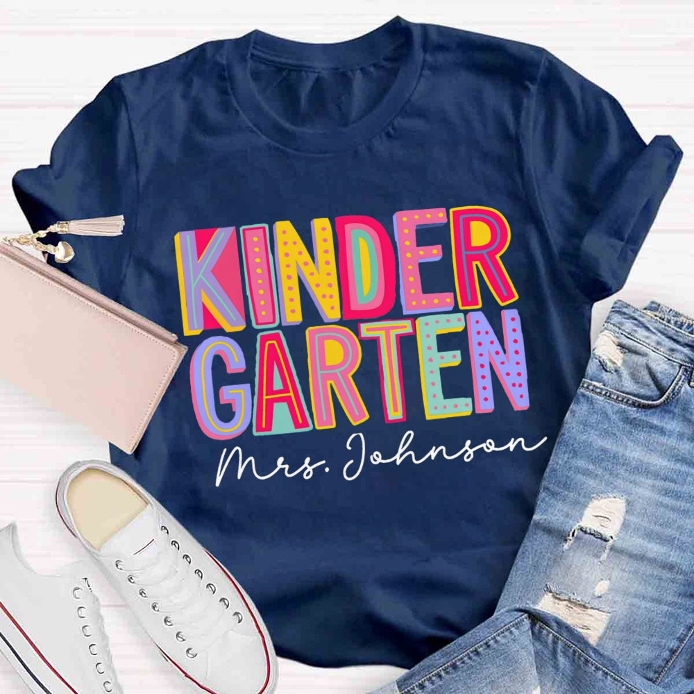Personalized Grade And Name Colorful Contrasting Letter design T-shirt