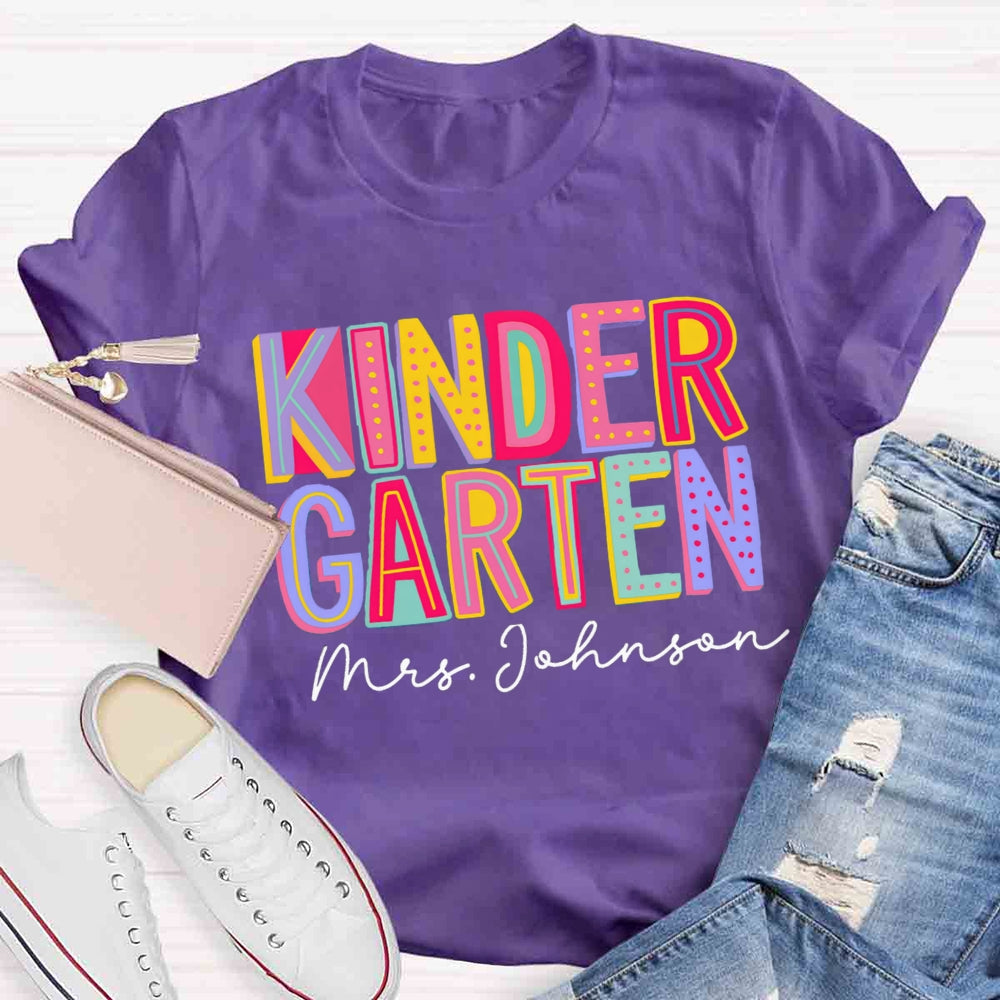 Personalized Grade And Name Colorful Contrasting Letter design T-shirt