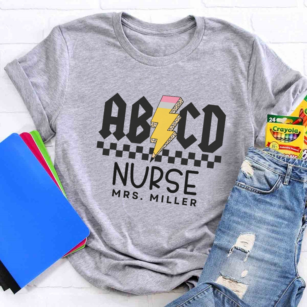 Personalized Name Nurse Letter Patterns T-shirt