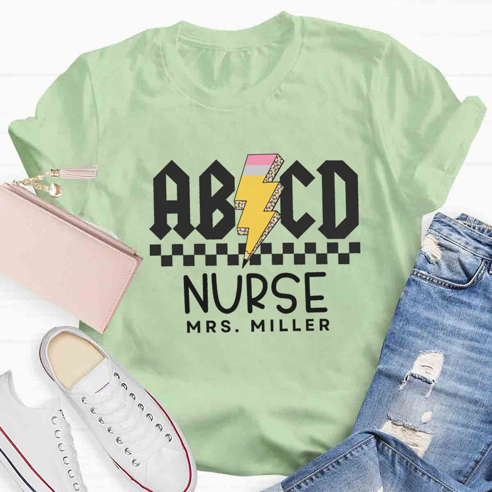 Personalized Name Nurse Letter Patterns T-shirt