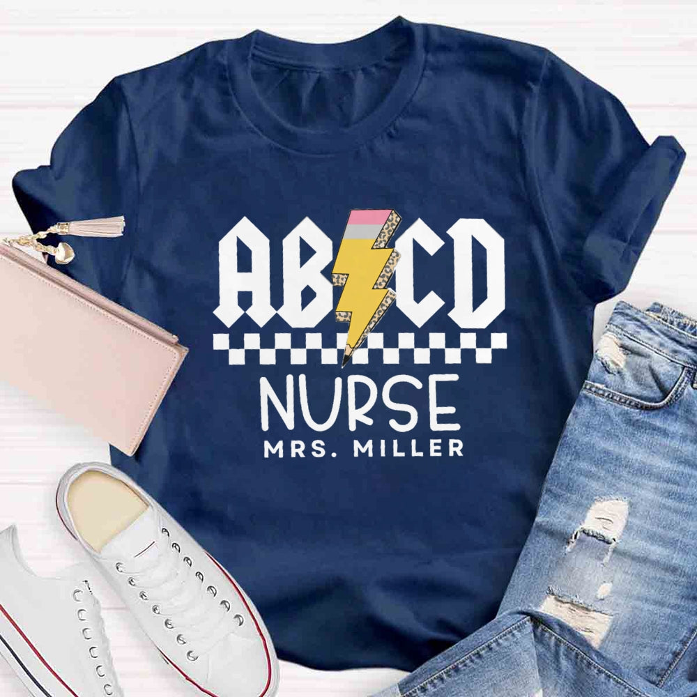 Personalized Name Nurse Letter Patterns T-shirt
