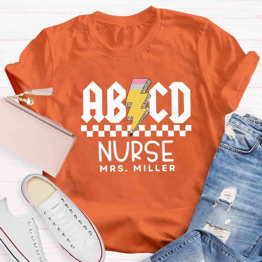 Personalized Name Nurse Letter Patterns T-shirt