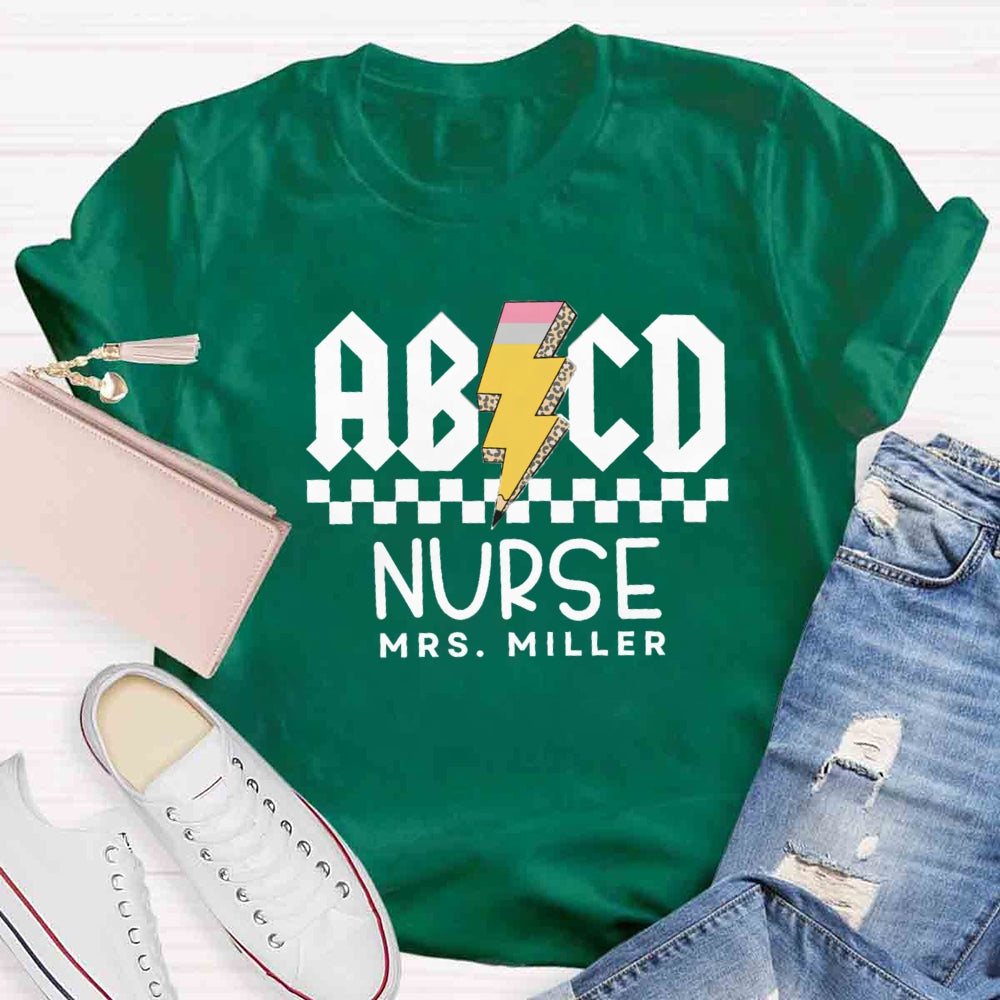 Personalized Name Nurse Letter Patterns T-shirt