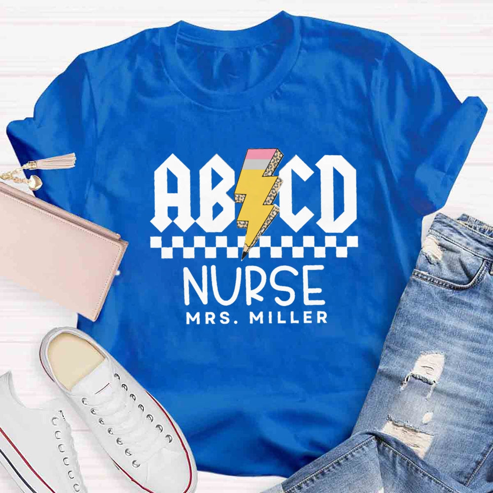 Personalized Name Nurse Letter Patterns T-shirt