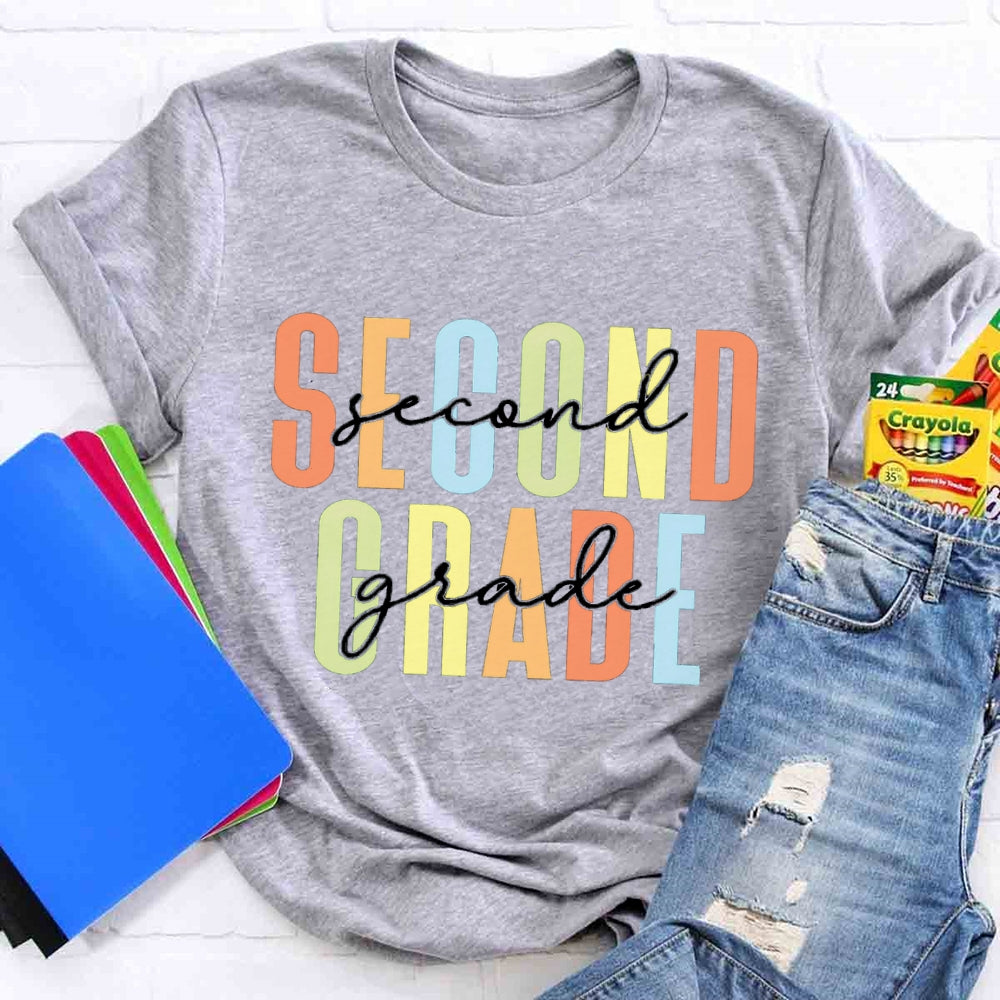 Personalized Grade Colored Letters T-shirt