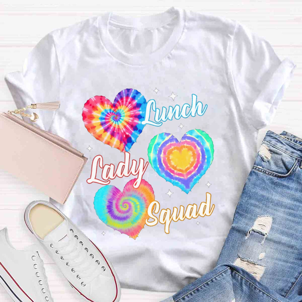 Lunch Lady Squad Colorful Peach Heart T-shirt