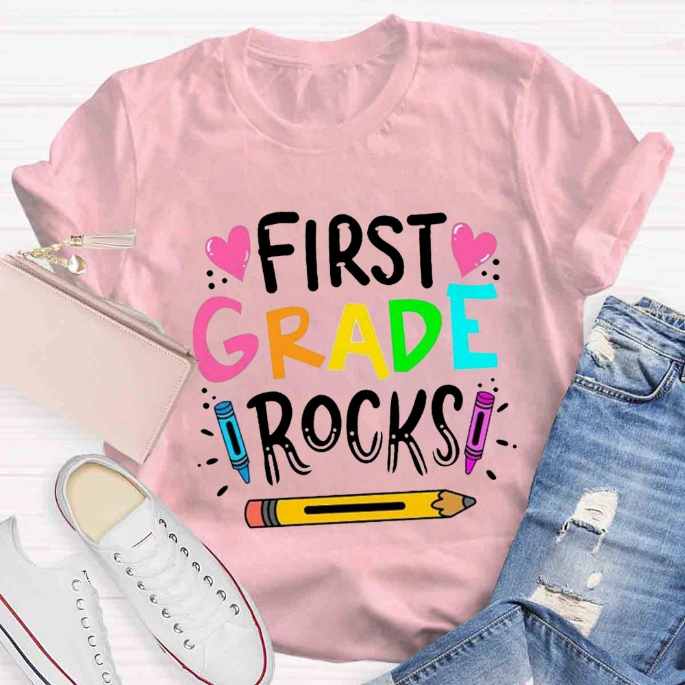 Personalized Grade Rocks Teacher T-Shirt