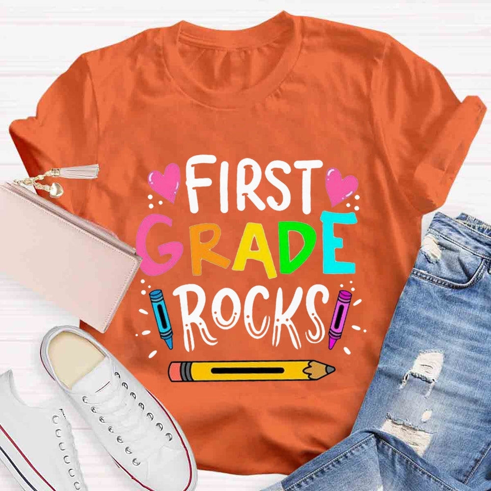 Personalized Grade Rocks Teacher T-Shirt
