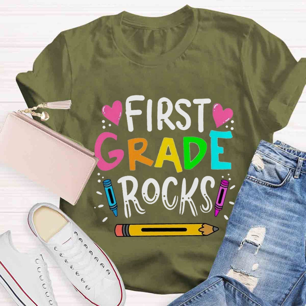 Personalized Grade Rocks Teacher T-Shirt