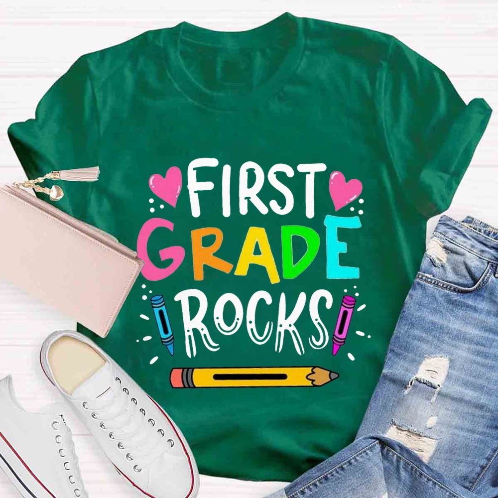 Personalized Grade Rocks Teacher T-Shirt