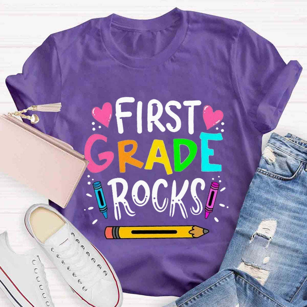 Personalized Grade Rocks Teacher T-Shirt