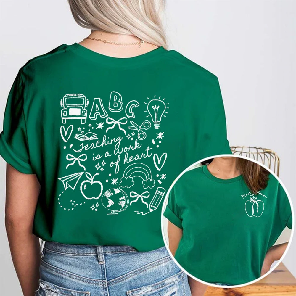 Personalized Name Teaching In A Work Of Heart Apple t-shirt