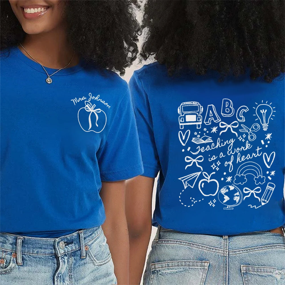 Personalized Name Teaching In A Work Of Heart Apple t-shirt
