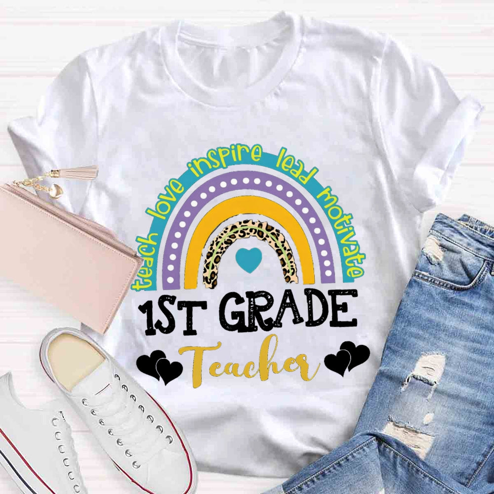 Personalized Grade Teach Love Inspire Lead Motivate Love Builds A Bridge T-shirt
