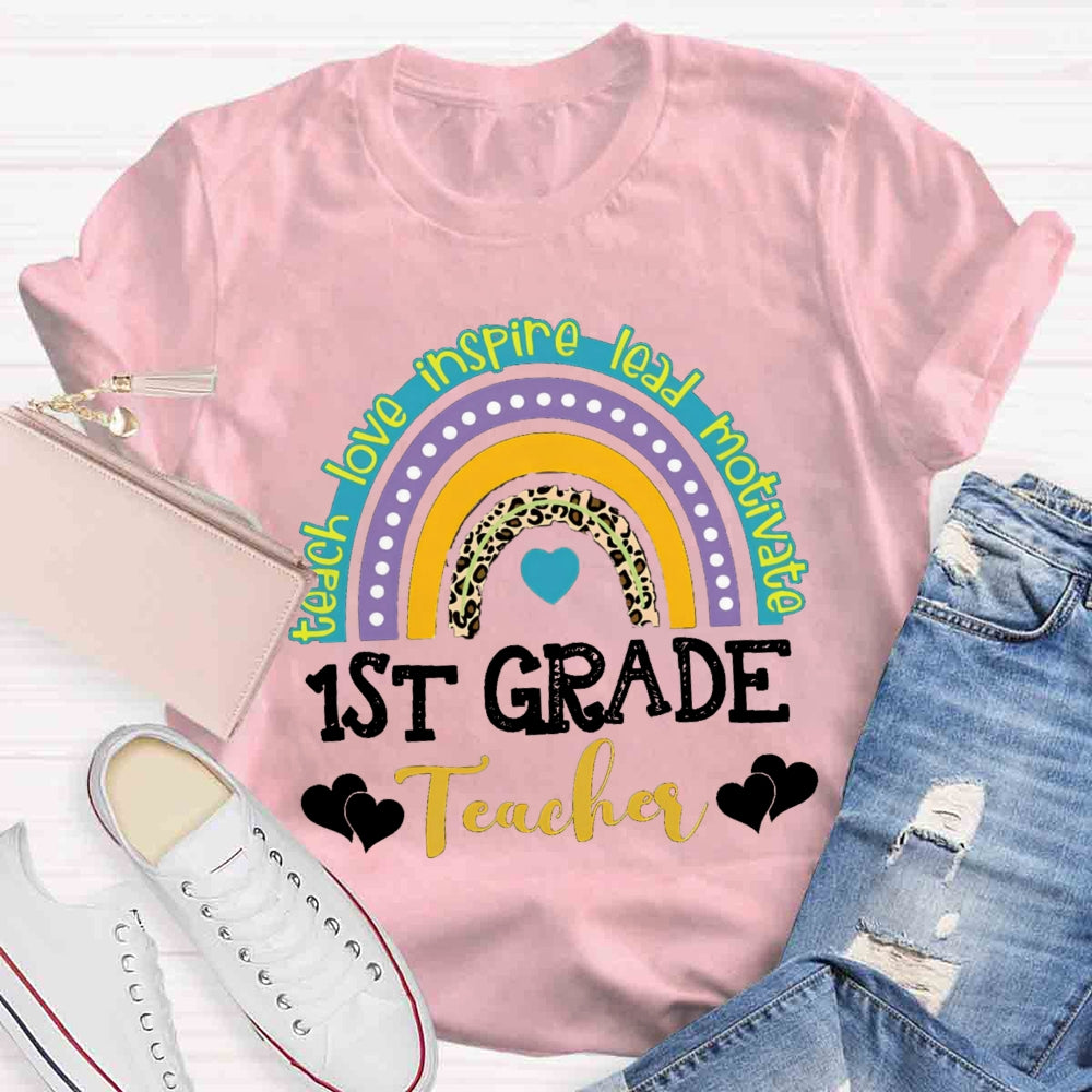 Personalized Grade Teach Love Inspire Lead Motivate Love Builds A Bridge T-shirt