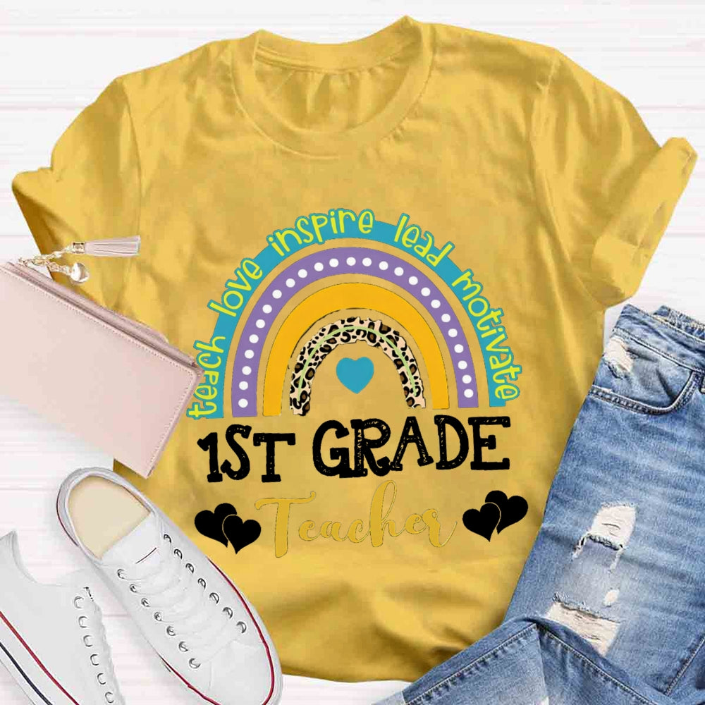 Personalized Grade Teach Love Inspire Lead Motivate Love Builds A Bridge T-shirt