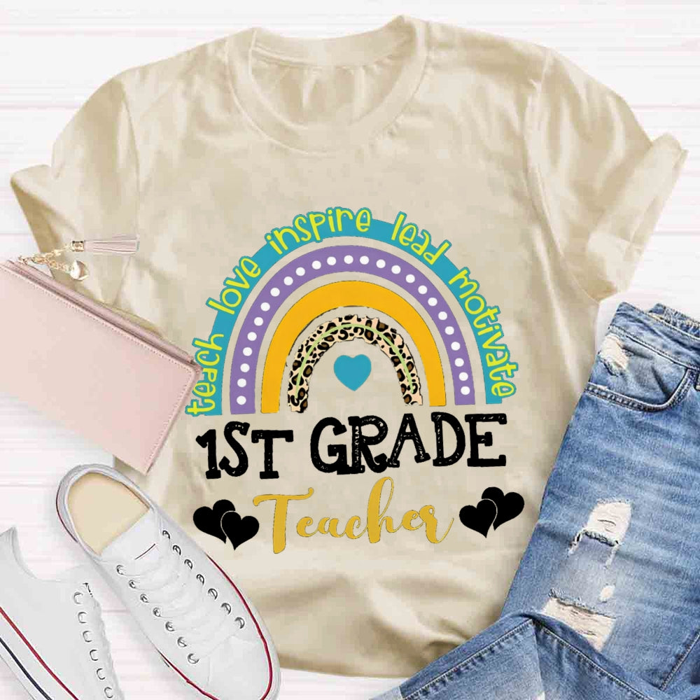 Personalized Grade Teach Love Inspire Lead Motivate Love Builds A Bridge T-shirt