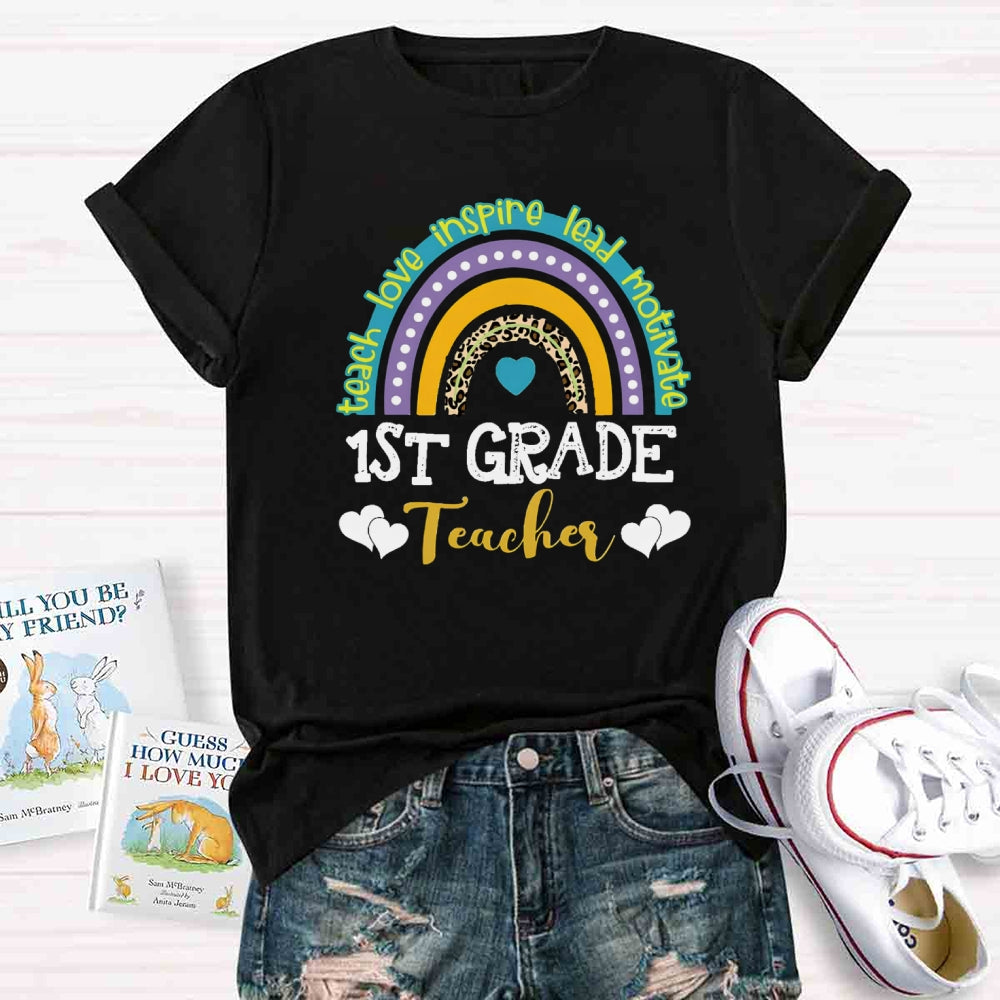 Personalized Grade Teach Love Inspire Lead Motivate Love Builds A Bridge T-shirt