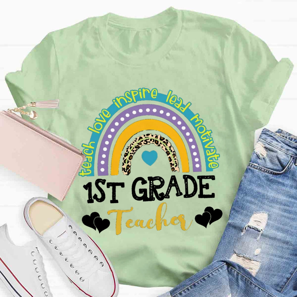 Personalized Grade Teach Love Inspire Lead Motivate Love Builds A Bridge T-shirt