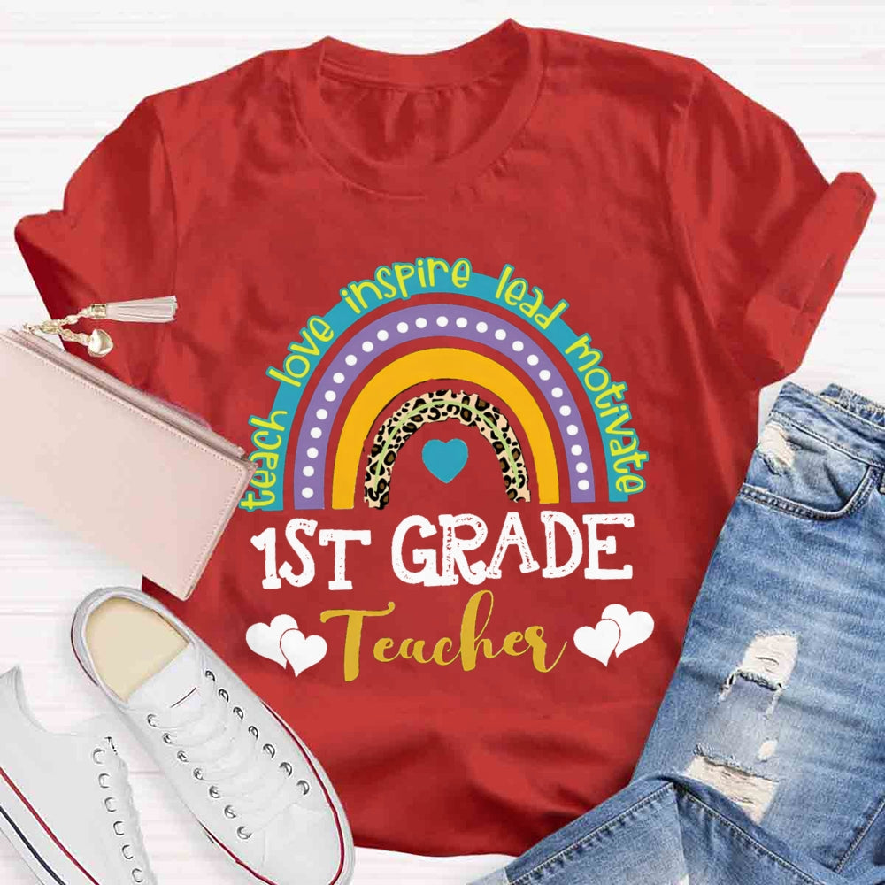 Personalized Grade Teach Love Inspire Lead Motivate Love Builds A Bridge T-shirt